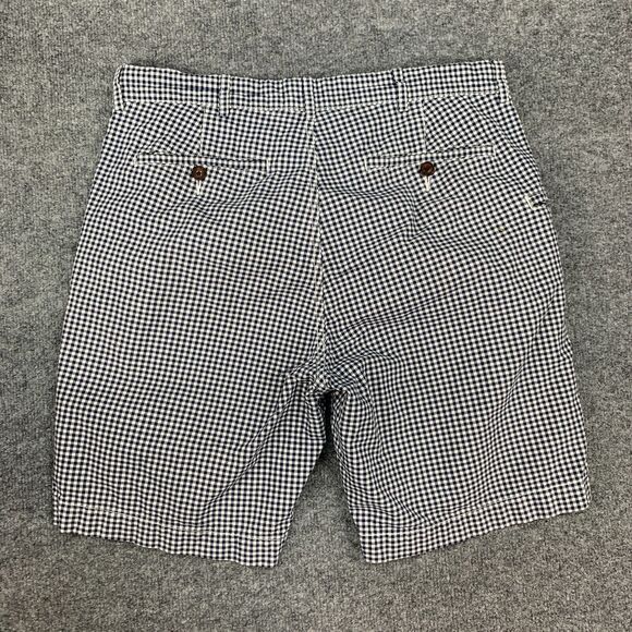 Cremieux Chino Shorts Mens 32 Navy Blue Gingham Checkered Cotton Flat Front - Picture 3 of 12